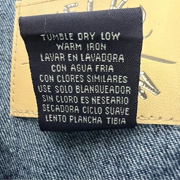 Elk Canyon Men’s Blue Jean Jacket Sz Large Dark Wash Wolf Embroidery On Back - Picture 8 of 12